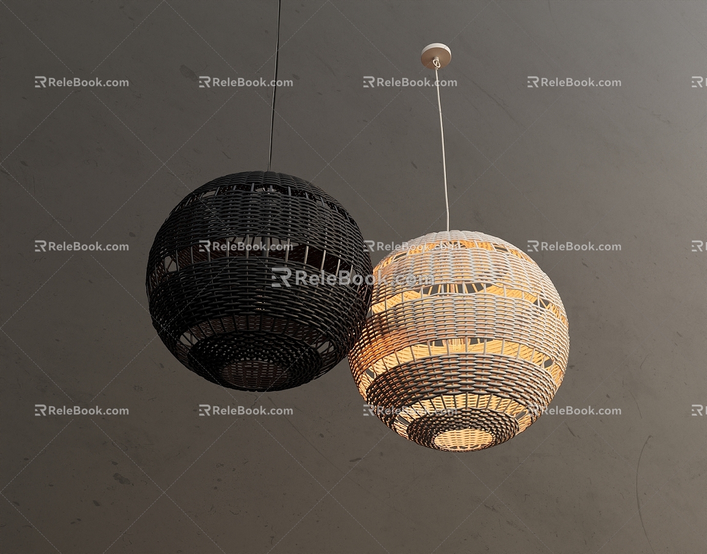 Chandelier Decorative Lamp Rattan Lamp Homestay Log Decorative Chandelier Rattan 3d model