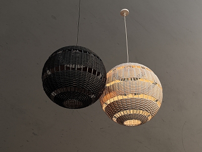 Chandelier Decorative Lamp Rattan Lamp Homestay Log Decorative Chandelier Rattan 3d model