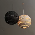 Woven Spherical Pendant Lights In Black And Light Tones For Interior Decoration