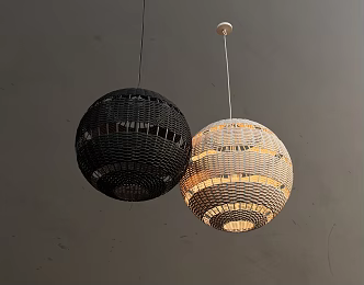 Chandelier Decorative Lamp Rattan Lamp Homestay Log Decorative Chandelier Rattan 3d model