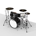 Black Complete Drum Set with Cymbals and Stands Musical Instrument