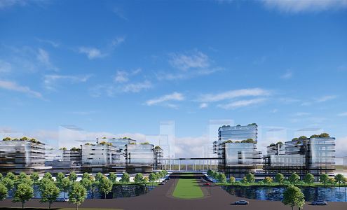 Modern Industrial Park High-rise 3d model