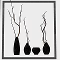 Elegant Black Vases With Decorative Branches For Minimalist Modern Home Decoration