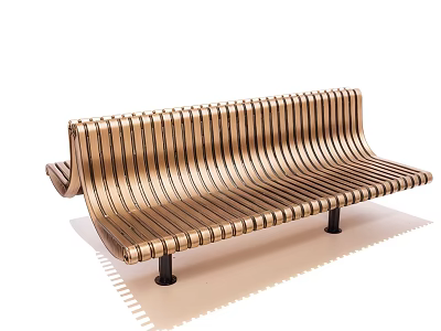 Modern Wooden Leisure Chair Design With Striped Structure And Black Legs 3d model