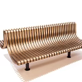 Modern Wooden Leisure Chair Design With Striped Structure And Black Legs