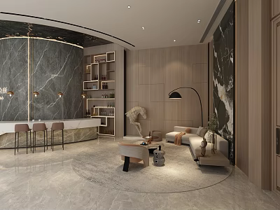 Elegant Shower Sauna Interior Design With Marble Walls Wooden Panels And Ambient Lighting 3d model