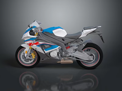 Sleek Modern Sport Motorcycle With Blue White Red Bodywork Aerodynamic Styling And Aluminum Wheels 3d model