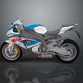 Sleek Modern Sport Motorcycle With Blue White Red Bodywork Aerodynamic Styling And Aluminum Wheels