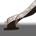 Elegant Spiral Staircase Design With Brass Carved Railings And Black Steps