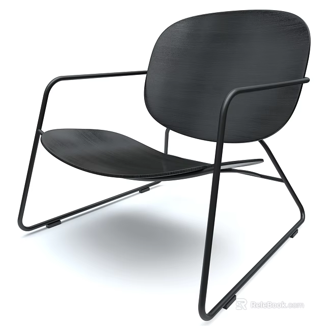 Modern Black Accent Chair With Metal Frame And Comfortable Seat Design 3d model 