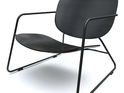 Modern Black Accent Chair With Metal Frame And Comfortable Seat Design 3d model