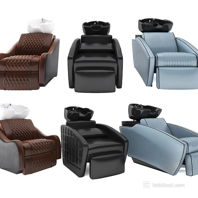 Various Styles Of Massage Chairs In Brown Black And Light Blue Colors 3d model 
