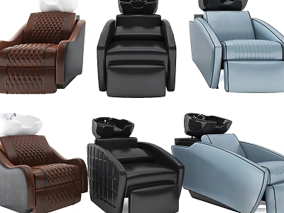 Various Styles Of Massage Chairs In Brown Black And Light Blue Colors 3d model