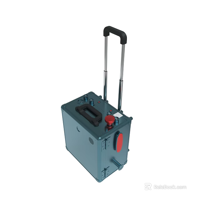 Gray Portable Equipment With Telescopic Handle And Red Knob Features 3d model