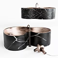 Black Marbled Bathtub With Oval Shape And Metallic Finish For Bathroom Decor