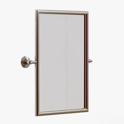 Stylish Wall Mounted Mirror With Chrome Metal Handle And Dark Frame Design 3d model