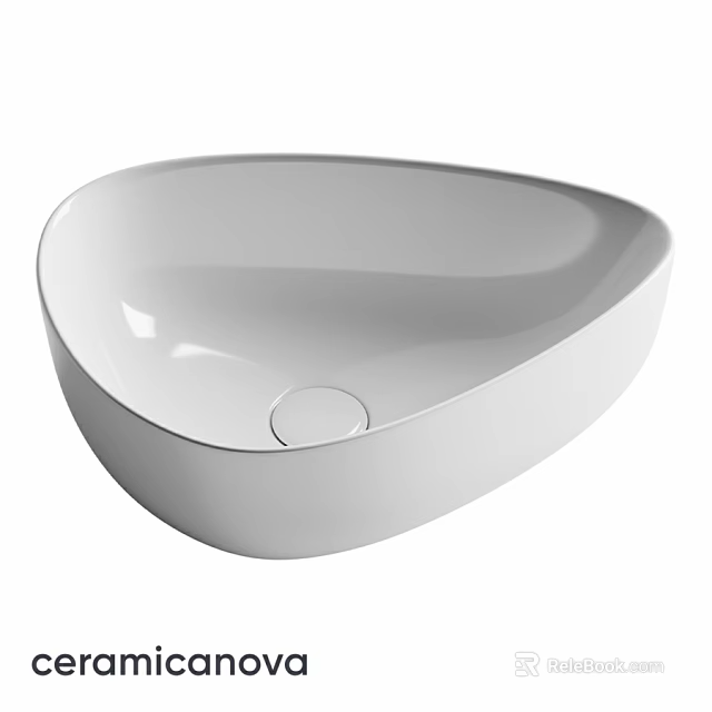 Modern White Sleek Curved Countertop Washbasin With Unique Smooth Surface Design 3d model 