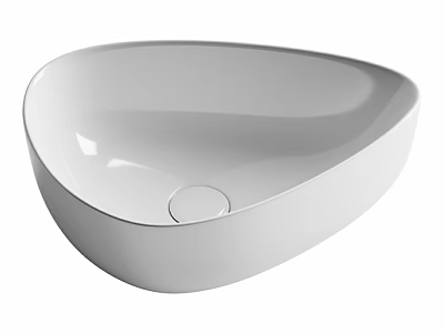 Modern White Sleek Curved Countertop Washbasin With Unique Smooth Surface Design 3d model