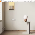 Minimalist Modern Side Table With Marble Top White Spherical Lamp And Wall Light 3d model