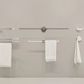 Bathroom Accessories Including Towel Racks Bars And Hooks With White Towels On Wall