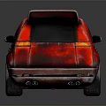 Red Custom Modified Car With Exposed Engine Rear Spoiler And Distressed Paint