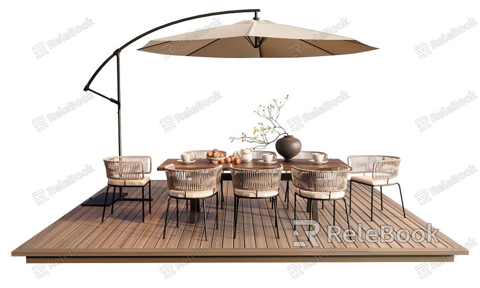 Outdoor Table and Chair Camping Table and Chair Outdoor Chair Rattan Leisure Chair Vase Ornaments Sunshade Umbrella model