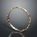 Elegant Golden Bracelet With Geometric Metallic Linked Pieces And Shiny Finish