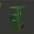 Durable Green Trash Bin With Lid And Wheels For Waste Collection Equipment