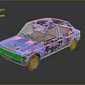 Blue Vintage Sedan Car With Retro Design And Shiny Exterior