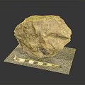Natural Stone Specimen Placed On Mesh Pad With Blue Label And Measuring Ruler