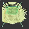 Stylish Rattan Armchair in White with Gray Pillow and Green Blanket