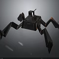 3D Mechanical Spider Character With Geometric Metal Structure And Red Accent Design 3d model