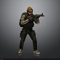 Tactical Game Character With Orange Beanie Sunglasses Green Backpack Tactical Vest Green Pants And Rifle