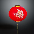 Red Home Decor Lantern Featuring Pink Peony Flowers And Golden Accent Top Design