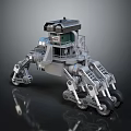 Multi Legged Mechanical Creature With Control Cabin And Shiny Metallic Legs Structure 3d model