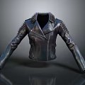 Black Leather Biker Jacket with Spiked Lapel and Sleeves for Edgy Fashion