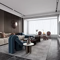 Modern Living and Dining Room Interior Design With Comfortable Sofa Coffee Table And Decorative Elements 3d model