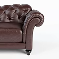 Brown Leather Tufted Two Seater Sofa With Rolled Arms Design 3d model