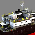 Stylish Yacht With Red Hull Black Deck And White Superstructure 3d model