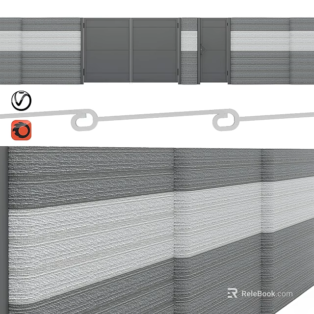 Modern Woven Room Divider With Gray And White Striped Design For Interior Decor 3d model 