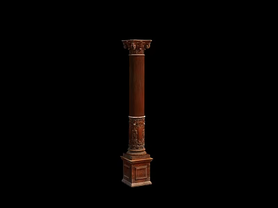 Ancient Architecture Wooden Column With Intricate Carved Patterns And Classic Design 3d model