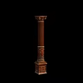 Ancient Architecture Wooden Column With Intricate Carved Patterns And Classic Design
