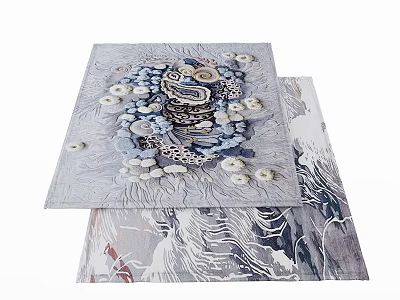 Two Square Rugs With Gray Pattern Design Decorative Stones And Textured Surfaces 3d model