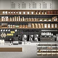 Functional Coffee Shop Table With Coffee Equipment Tea Supplies And Organized Jars
