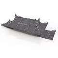 Ancient Architecture Roof Model With Traditional Tile Design And Intricate Eave Structure 3d model