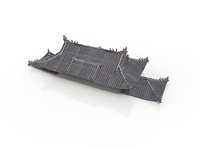 Ancient Architecture Roof Model With Traditional Tile Design And Intricate Eave Structure 3d model