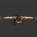 Woman In Brown Top And Shorts With Utility Belt And Boots Arms Outstretched