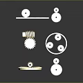 Gold Modern Lighting Combinations With Geometric Circular Gear Shaped And Strip Fixtures