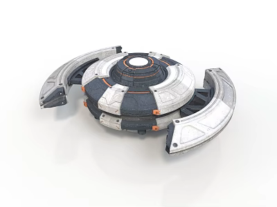 Sci Fi Circular Mechanical Structure With Metallic Ring Components And Central Core 3d model