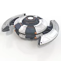 Sci Fi Circular Mechanical Structure With Metallic Ring Components And Central Core